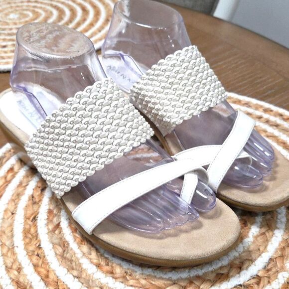 Kim Rogers Pauley White Sandals Crisscross Design Wedge Sole, Size 9.5 - Picture 1 of 8